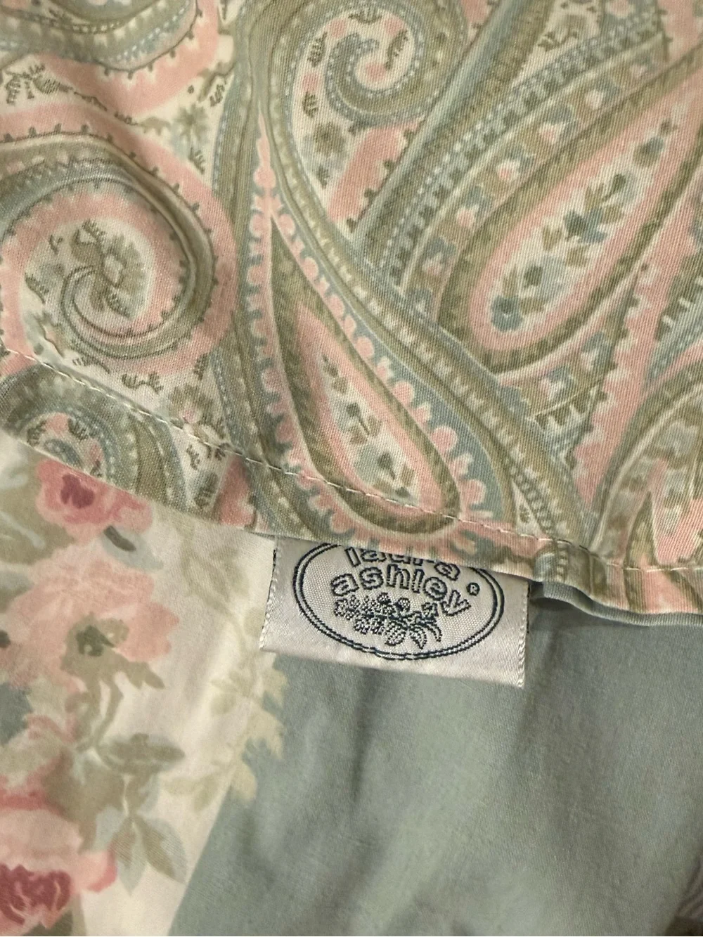 Vintage Laura Ashley Cottage Rose F/Q Comforter Framed Reversible Floral 1990's